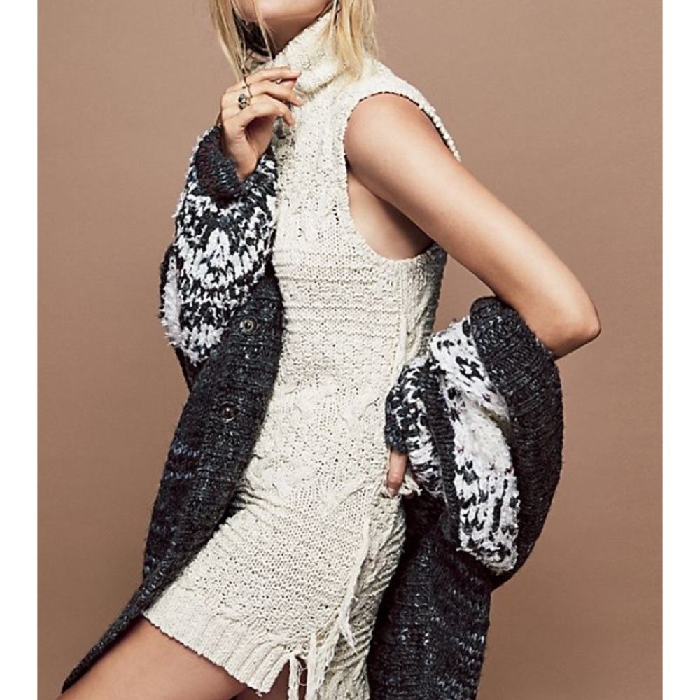 Free people cable fringe pullover